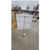 Image 1 : Modern Industrial Brushed Metal Floor Lamp with Bell Shade and Striped Fabric Cord