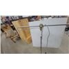 Image 3 : Modern Industrial Brushed Metal Floor Lamp with Bell Shade and Striped Fabric Cord