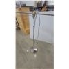 Image 4 : Modern Industrial Brushed Metal Floor Lamp with Bell Shade and Striped Fabric Cord
