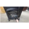 Image 3 : Black Electric Fireplace Stove with Faux Log Flame Effect and Glass Door