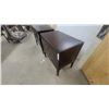 Image 3 : Pair of Dark Brown Two-Door Accent Cabinets with Silver Knobs and Tapered Legs 25”×26”×16”
