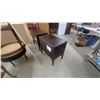 Image 7 : Pair of Dark Brown Two-Door Accent Cabinets with Silver Knobs and Tapered Legs 25”×26”×16”