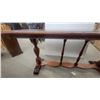Image 5 : Traditional Mahogany-Finish Console Table with Turned Pedestal Bases and Claw Feet 30”×72”×20”