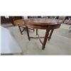 Image 12 : Pair of Round Wooden Accent Tables with Turned Legs and X-Stretcher Base