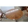 Image 3 : Pair of Round Wooden Accent Tables with Turned Legs and X-Stretcher Base