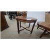 Image 4 : Pair of Round Wooden Accent Tables with Turned Legs and X-Stretcher Base