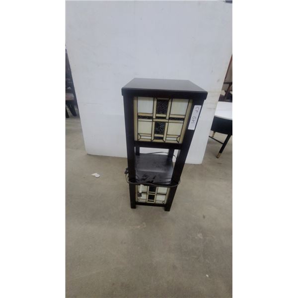 Mission Style Stained Glass Accent Table with Shelf and Power Cord