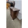 Image 3 : Dark Brown Wooden Two-Door Storage Cabinet with Brass Ring Pulls and Interior Shelf 29”×27”×12”
