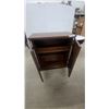 Image 5 : Dark Brown Wooden Two-Door Storage Cabinet with Brass Ring Pulls and Interior Shelf 29”×27”×12”