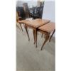 Image 1 : Set of 2 Vintage Wooden Nesting Tables With Carved Cabriole Legs and Shaped Tops biggest one