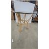 Image 2 : Vintage Mid-Century Modern Round Bentwood Rattan Pedestal Table, Glass Top