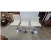 Image 1 : Set of 3 Modern Adjustable-Height Swivel Bar Stools, White Faux Leather with Chrome Bases
