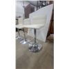 Image 2 : Set of 3 Modern Adjustable-Height Swivel Bar Stools, White Faux Leather with Chrome Bases
