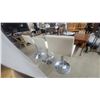 Image 5 : Set of 3 Modern Adjustable-Height Swivel Bar Stools, White Faux Leather with Chrome Bases