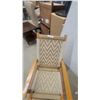 Image 3 : Two-Tone Woven Cord Rocking Chair with Natural Wood Frame and Zigzag Pattern