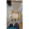 Image 4 : Two-Tone Woven Cord Rocking Chair with Natural Wood Frame and Zigzag Pattern