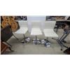 Image 1 : Set of 3 Modern Adjustable-Height Swivel Bar Stools, White Faux Leather, Chrome Pedestal Base