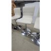 Image 3 : Set of 3 Modern Adjustable-Height Swivel Bar Stools, White Faux Leather, Chrome Pedestal Base