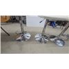 Image 5 : Set of 3 Modern Adjustable-Height Swivel Bar Stools, White Faux Leather, Chrome Pedestal Base
