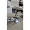 Image 6 : Set of 3 Modern Adjustable-Height Swivel Bar Stools, White Faux Leather, Chrome Pedestal Base
