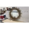 Image 6 : Sunburst Mirror with Gold-Tone Metal Rods, Approximately 44” Diameter