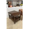 Image 2 : Two End Tables: Dark Wood with Drawer and Scalloped-Edge with Drawer