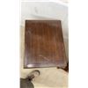 Image 3 : Two End Tables: Dark Wood with Drawer and Scalloped-Edge with Drawer