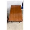 Image 6 : Two End Tables: Dark Wood with Drawer and Scalloped-Edge with Drawer