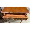 Image 7 : Two End Tables: Dark Wood with Drawer and Scalloped-Edge with Drawer