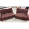 Image 6 : Mid-Century Modern Two-Piece Sofa Set with Tufted Backs and Rolled Arms 40 × 35 × 31