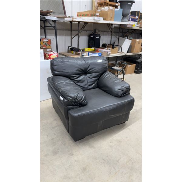 Black Leather/Leather Style Armchair