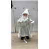 Image 1 : White and Silver Santa Claus Figurine with Staff and Bag, 28” Tall