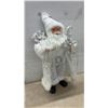Image 4 : White and Silver Santa Claus Figurine with Staff and Bag, 28” Tall