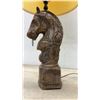Image 2 : Pair of Carved Wood Horse Head Table Lamps with Shades, 33” high