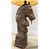 Image 4 : Pair of Carved Wood Horse Head Table Lamps with Shades, 33” high