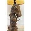 Image 5 : Pair of Carved Wood Horse Head Table Lamps with Shades, 33” high