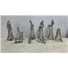 Image 2 : Ten-Piece Silver Metallic Nativity Set with Engraved Floral Patterns