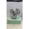 Image 2 : Silver Glitter Platform High Heels Size 5 1/2 and Black Lace-Up Ankle Boot Heels Size 7
