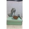 Image 3 : Silver Glitter Platform High Heels Size 5 1/2 and Black Lace-Up Ankle Boot Heels Size 7