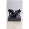 Image 5 : Silver Glitter Platform High Heels Size 5 1/2 and Black Lace-Up Ankle Boot Heels Size 7