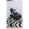 Image 6 : J Gold Glitter Platform Mule Heels Size 6 and Black Strap Platform Heels Size 6