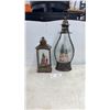 Image 1 : Battery Operated Bronze-Finished Christmas Snow Globe Lanterns with Santa, Reindeer, and Trees