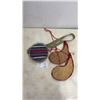 Image 1 : Vintage Wool-Wrapped Metal Canteen with Canvas Strap and 2 Spanish Suede Leather Bota Bags