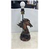 Image 3 : Bronze-Finish Horse Head Sculpture Table Lamp on Wooden Base- Approximately 21.5” Tall