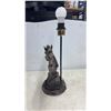 Image 4 : Bronze-Finish Horse Head Sculpture Table Lamp on Wooden Base- Approximately 21.5” Tall