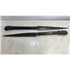 Image 1 : Pair of African Hand-Carved Wooden Figural Spears - Largest Approximately 36”