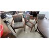 Image 7 : Vintage Round Expandable Wood Dining Table with 5 Upholstered Armchairs