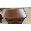 Image 10 : Pair of Dark Wood Nightstands Three-Drawer Fluted Columns with Ring Pulls, 30 × 18 1/2 × 30”