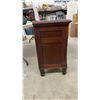 Image 12 : Pair of Dark Wood Nightstands Three-Drawer Fluted Columns with Ring Pulls, 30 × 18 1/2 × 30”