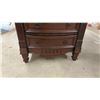 Image 13 : Pair of Dark Wood Nightstands Three-Drawer Fluted Columns with Ring Pulls, 30 × 18 1/2 × 30”